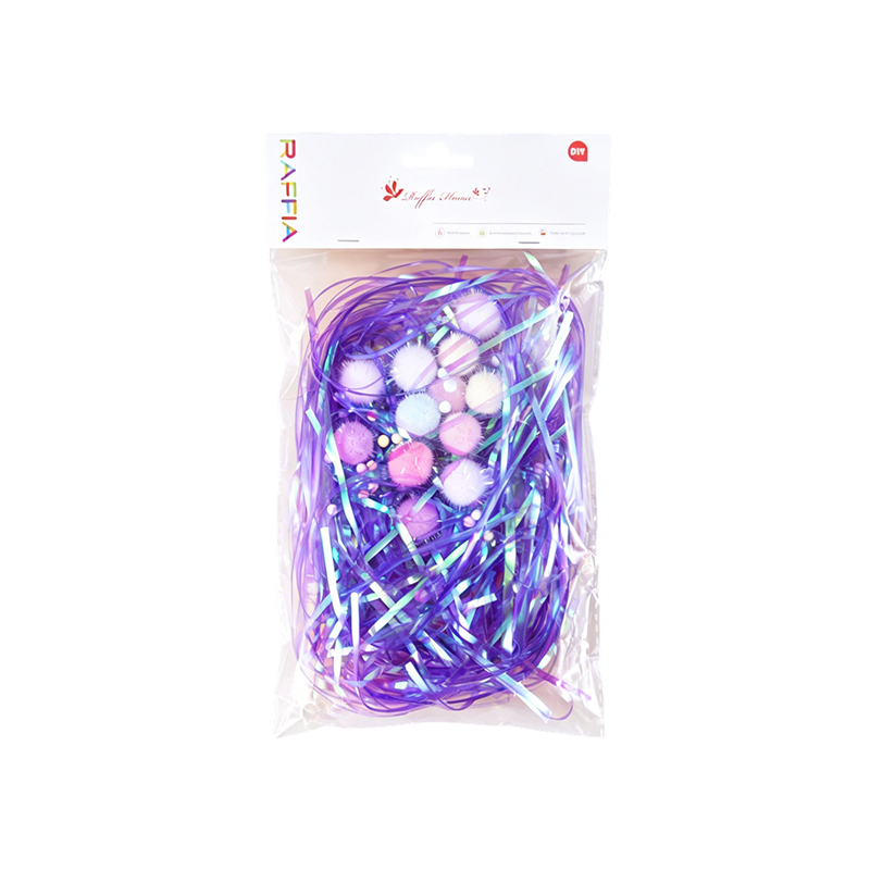 Imballaggio misto filo iridescente e pompon